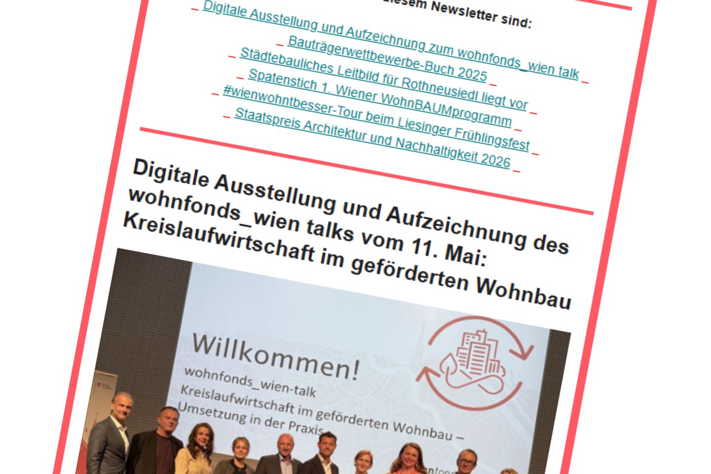 Screenshot des Newsletters vom Mai 2026