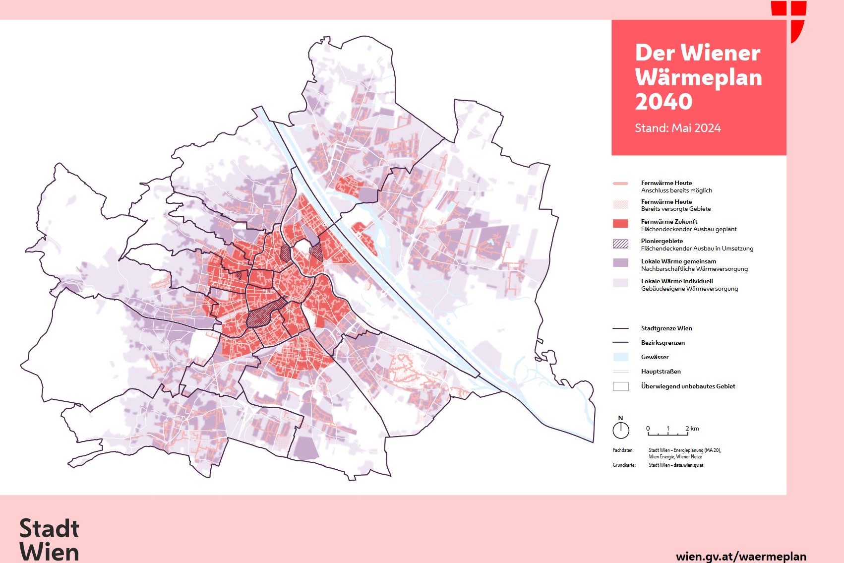 Wiener Stadtplan mit Wärmeausbaupotential